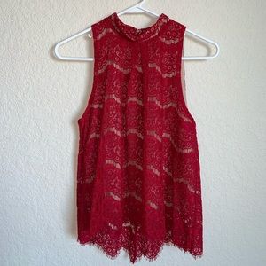 Love, Fire Mock Neck Lace Tank Top